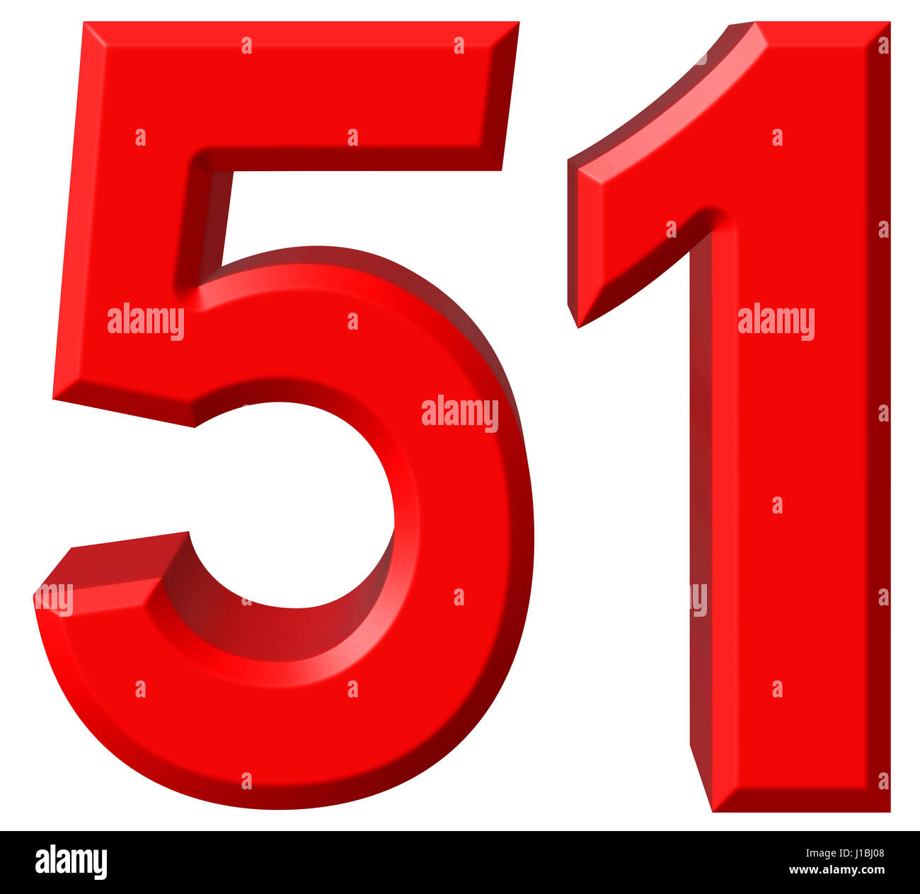 51, chiffre 51, isolé sur fond blanc, 3D render Photo Stock - Alamy