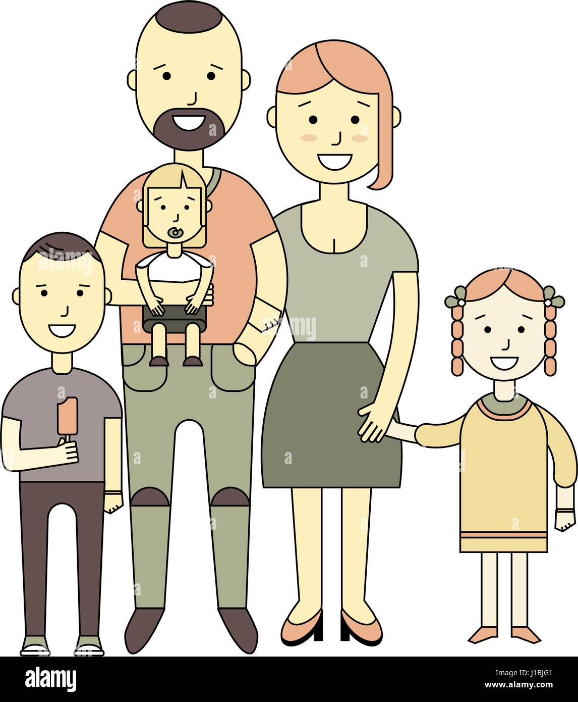Famille heureuse. Vector illustration d'un modèle plat Illustration de Vecteur