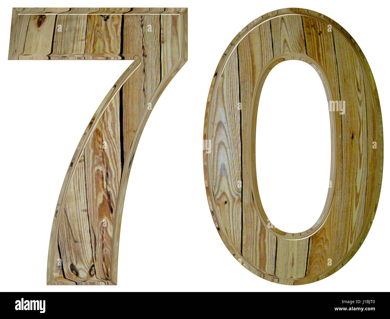 70, 70, chiffre isolé sur fond blanc, 3D render Banque D'Images