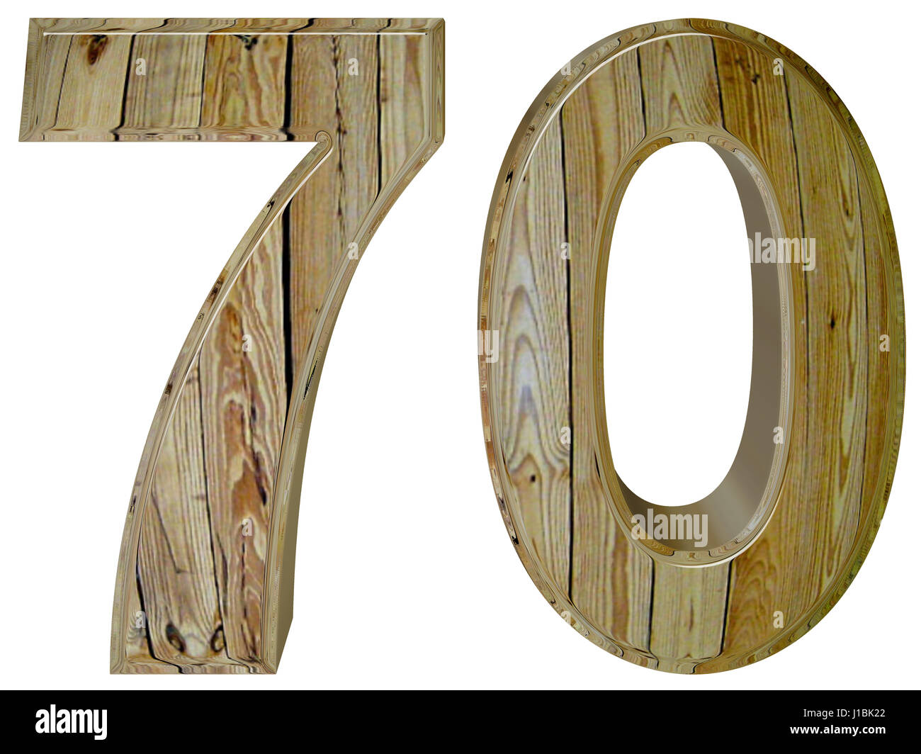 70, 70, chiffre isolé sur fond blanc, 3D render Banque D'Images
