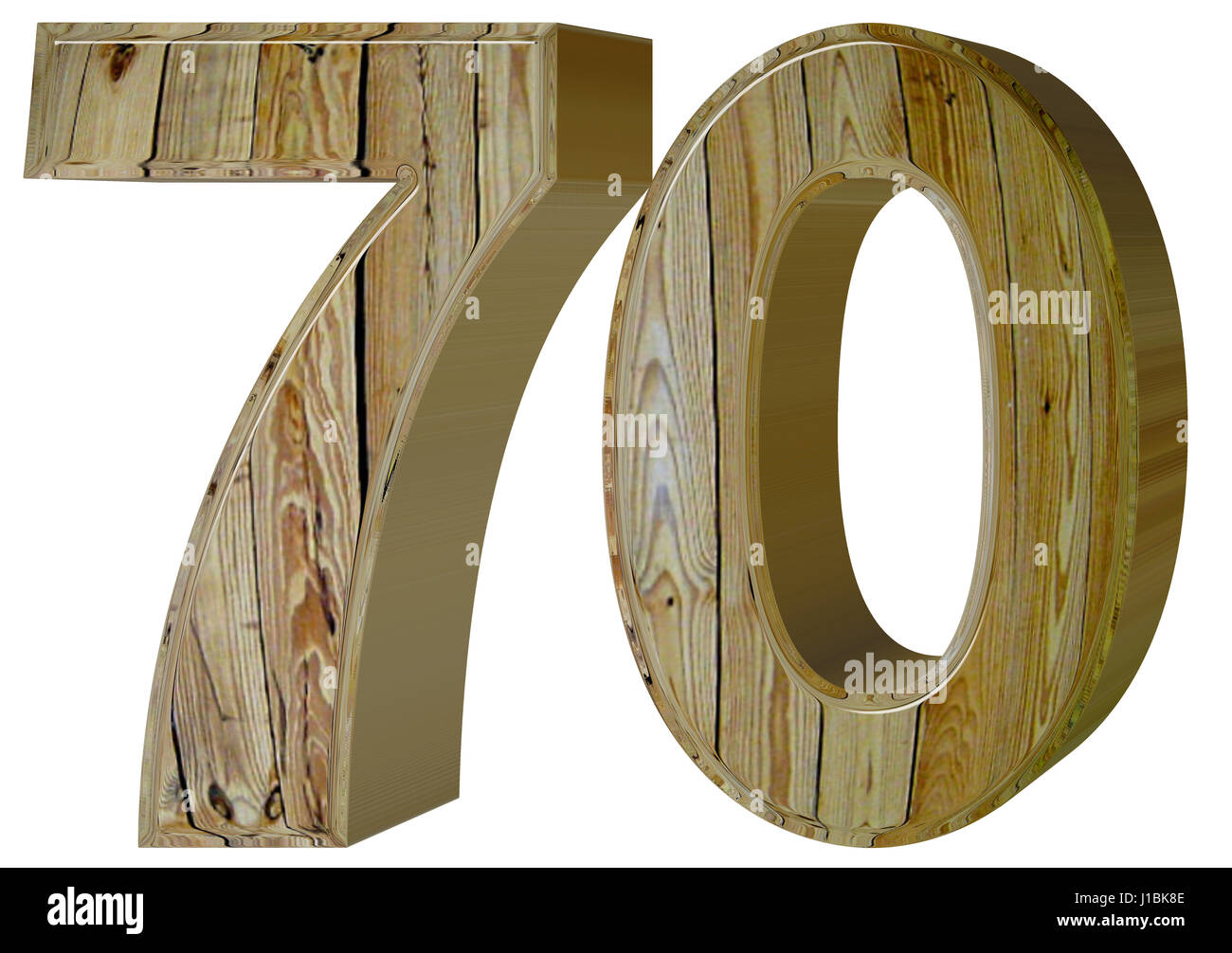70, 70, chiffre isolé sur fond blanc, 3D render Banque D'Images