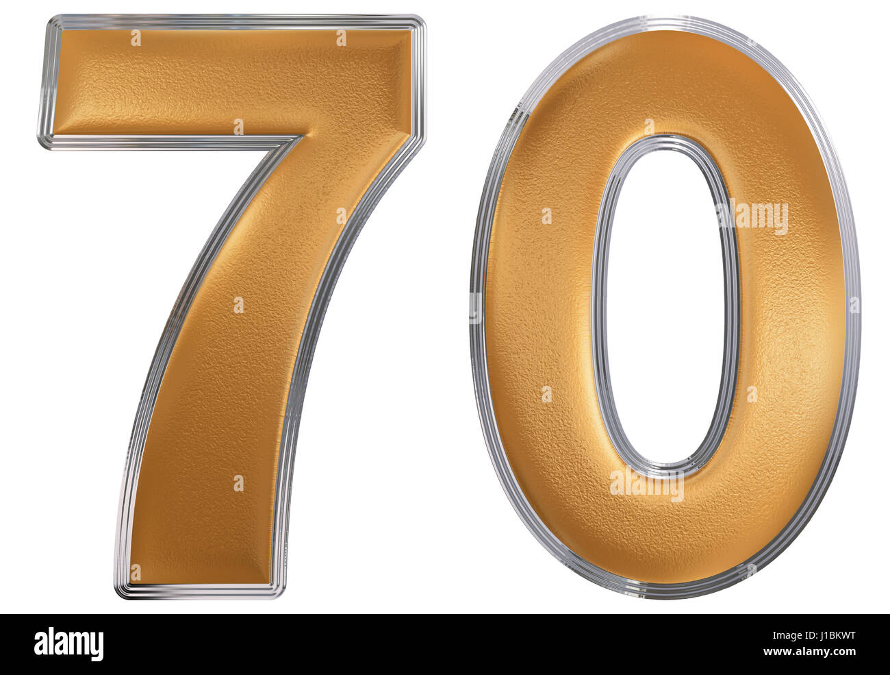 70, 70, chiffre isolé sur fond blanc, 3D render Banque D'Images