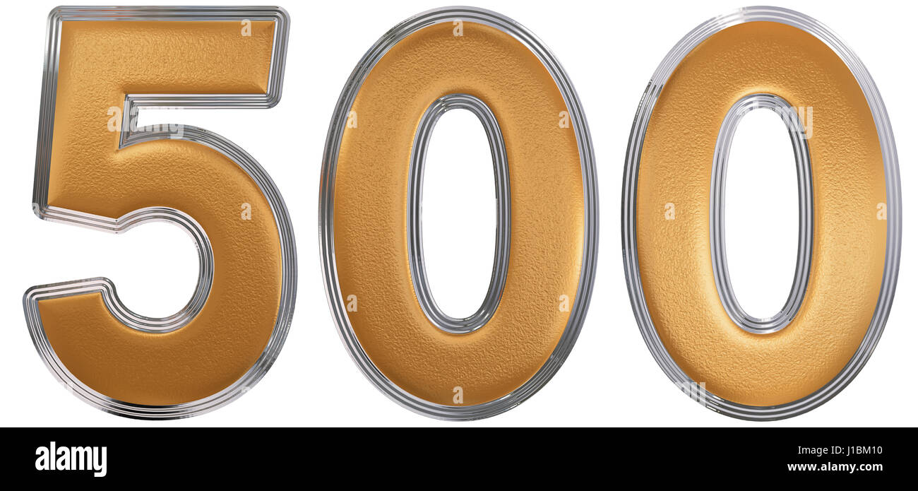 Chiffre 500, cinq cents, isolé sur fond blanc, 3D render Banque D'Images