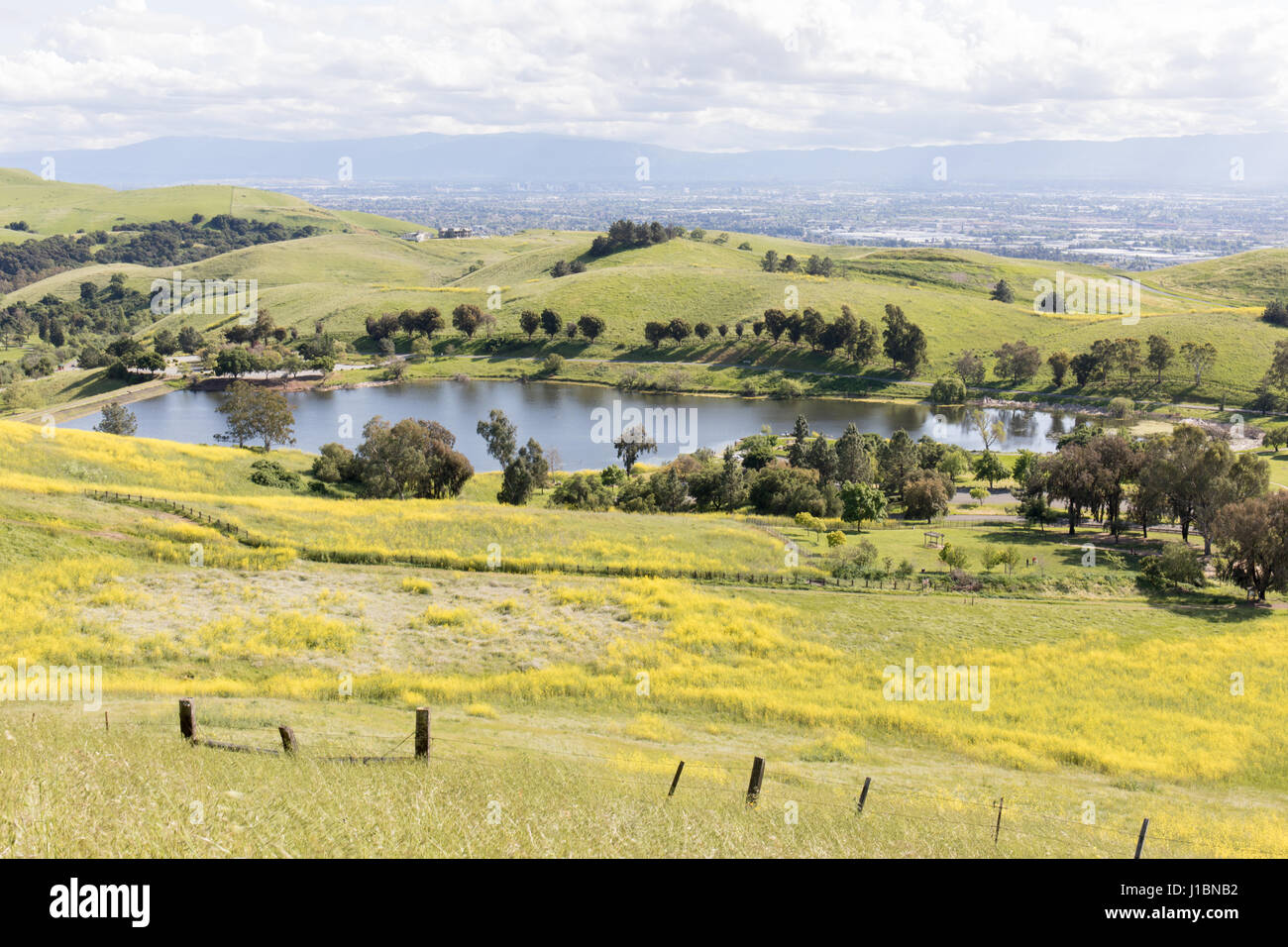 La laine de sable et le lac de la vallée de Santa Clara au printemps. Banque D'Images