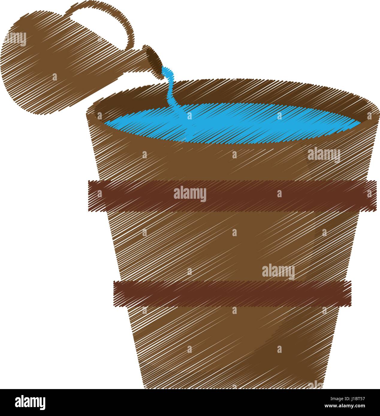 Seau En Bois Dessin Pot Deau Vecteurs Et Illustration