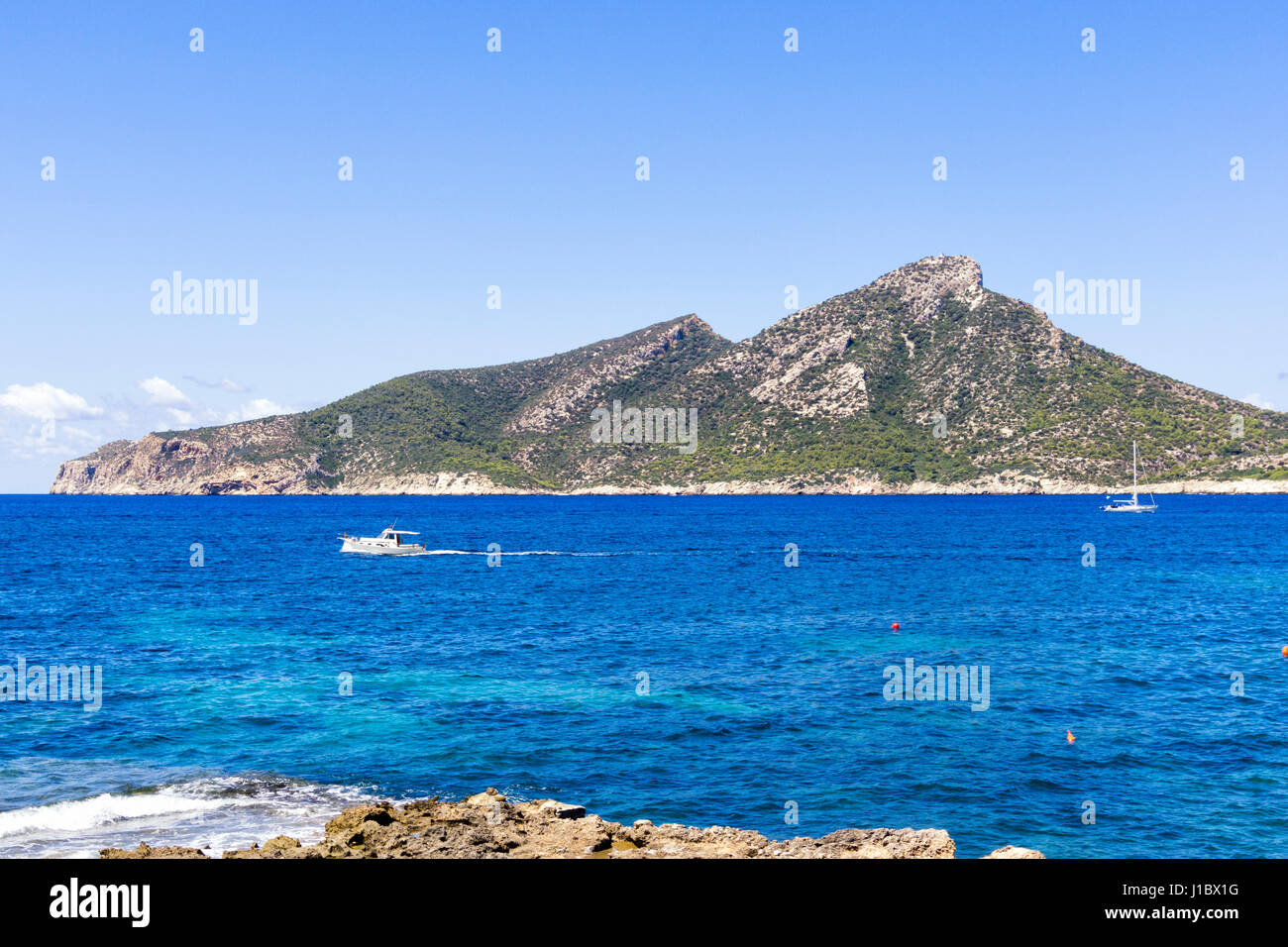 Vue partielle de l'île Dragonera, à Majorque, Îles Baléares, Espagne Banque D'Images