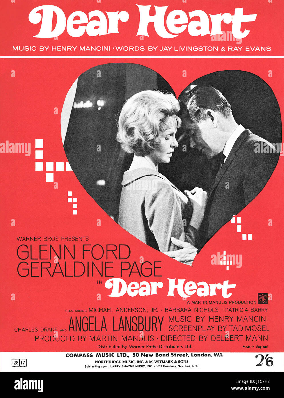 UK partitions pour la chanson Dear Heart par Henry Mancini, Jay Livingston et Ray Evans, à partir de la 1964 Dear Heart film avec Glenn Ford, Geraldine Page et Angela Lansbury. Banque D'Images