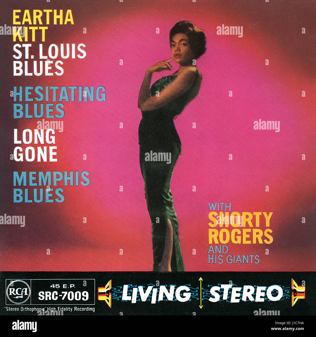 Capot avant de la pochette de l'EP britannique des Blues de Saint-Louis par Eartha Kitt. Publié sur le label RCA en 1958. Banque D'Images