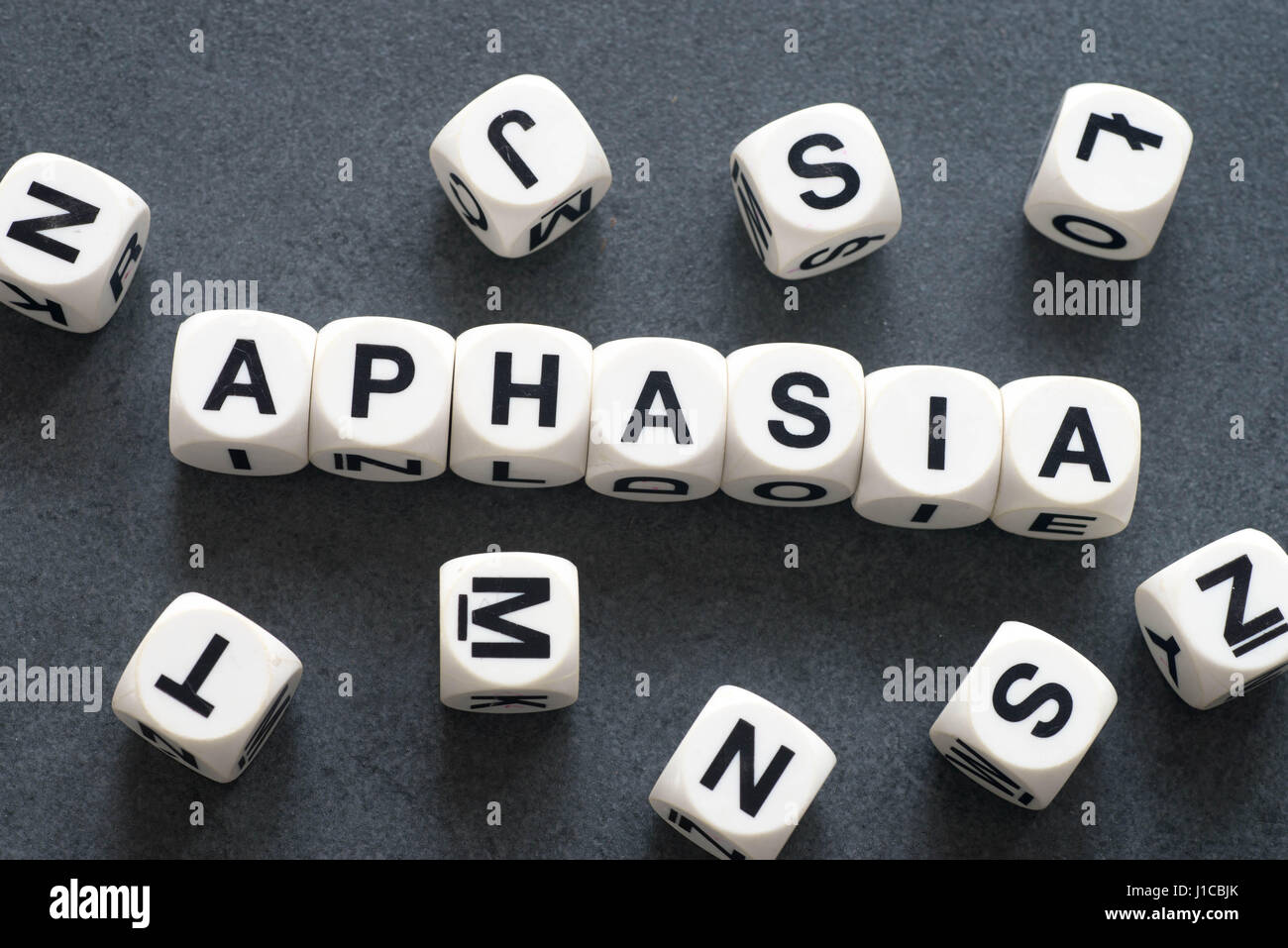 L'aphasie dans Word cubes jouet blanc Banque D'Images