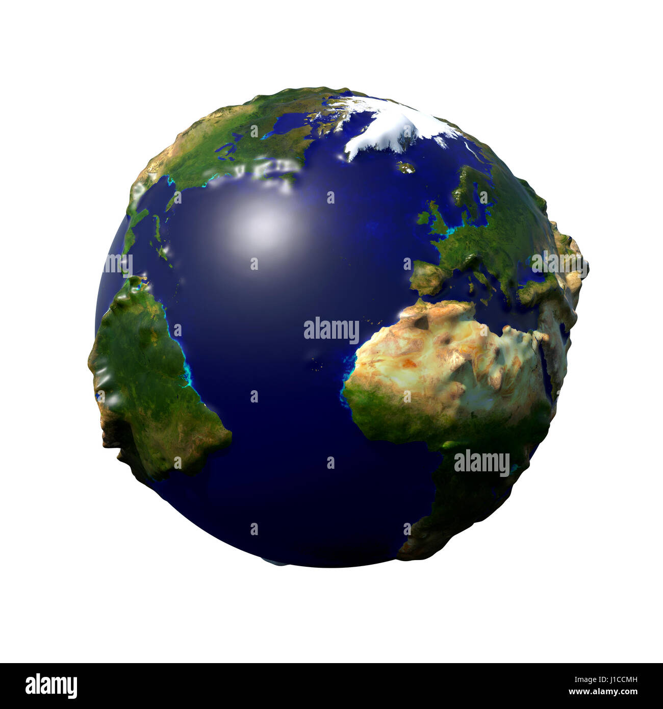 La terre stylisée avec surface en relief montrant l'Afrique, Europe, Amérique du Nord et Amérique du Sud Banque D'Images