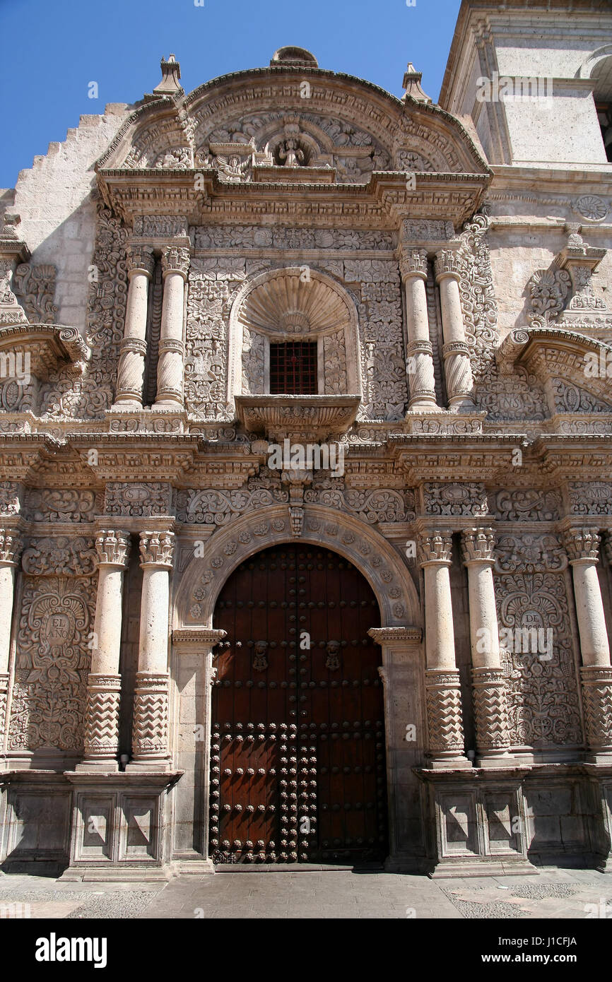 Eglise de San Augustin connu aussi sous le nom de Église de Saint Augustine, Arequipa, Pérou Banque D'Images