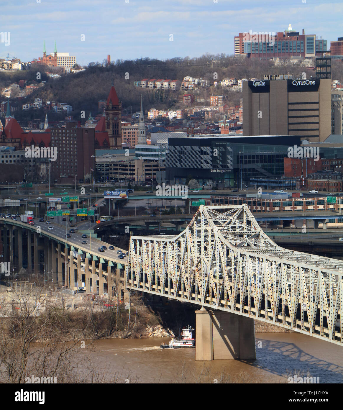 Infrastructure - la rouille et d'endommager le pont de Brent Spence qui transporte des Interstates 71 et 75 de l'autre côté de la rivière Ohio entre l'Ohio et le Kentucky , Banque D'Images