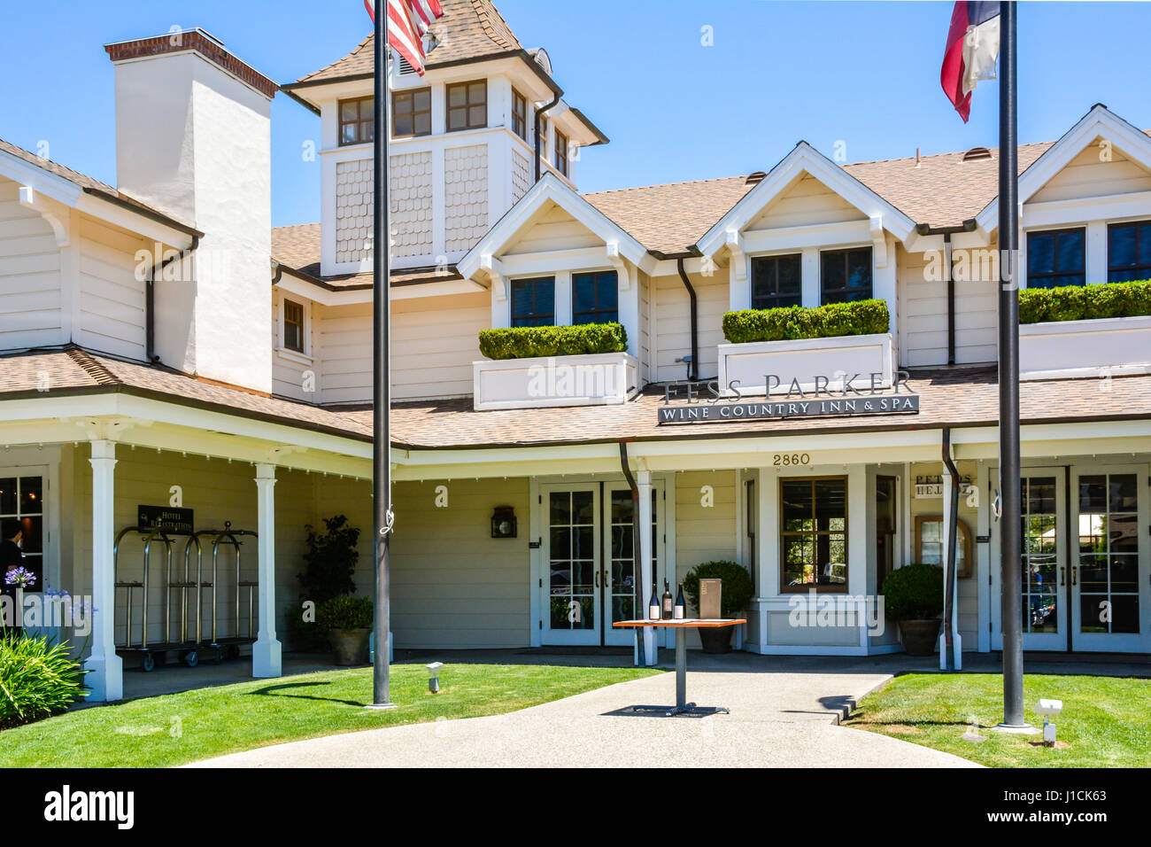 La fasce Parker Wine Country Inn & Spa est un établissement bien, hôtel de luxe dans le coeur de Santa Ynez Valley Wine Country, à Los Olivos, CA Banque D'Images