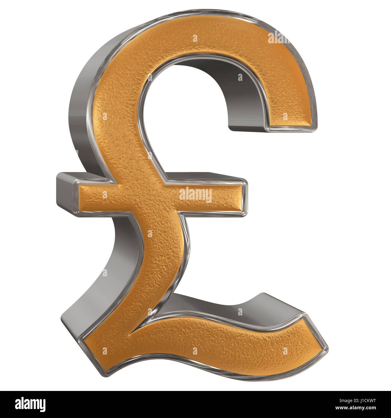 Symbole de la livre sterling britannique, isolé sur fond blanc, 3D illustration Banque D'Images