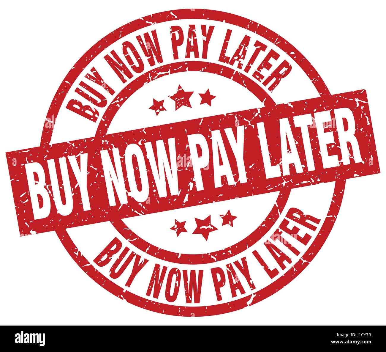 Achetez maintenant, payez plus tard rouge ronde grunge stamp Illustration de Vecteur
