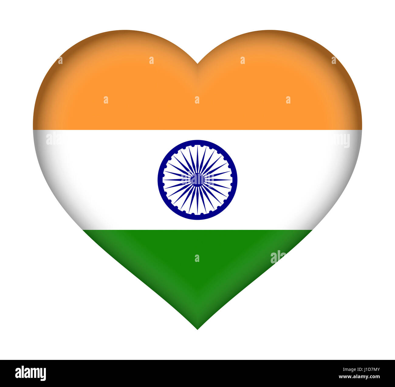 Illustration du drapeau de l'Inde en forme de coeur. Banque D'Images
