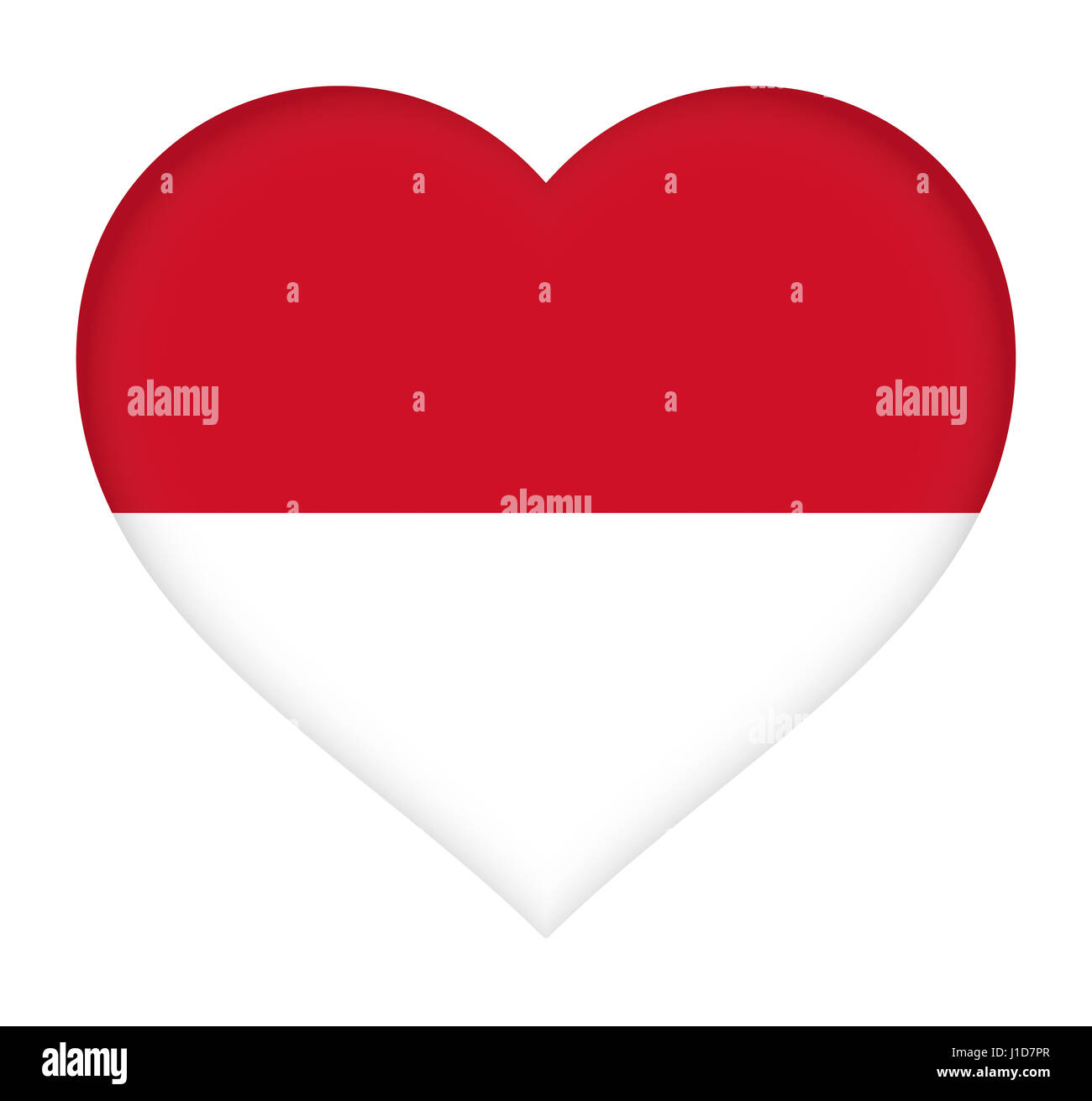 Illustration du drapeau de l'Indonésie en forme de coeur. Banque D'Images