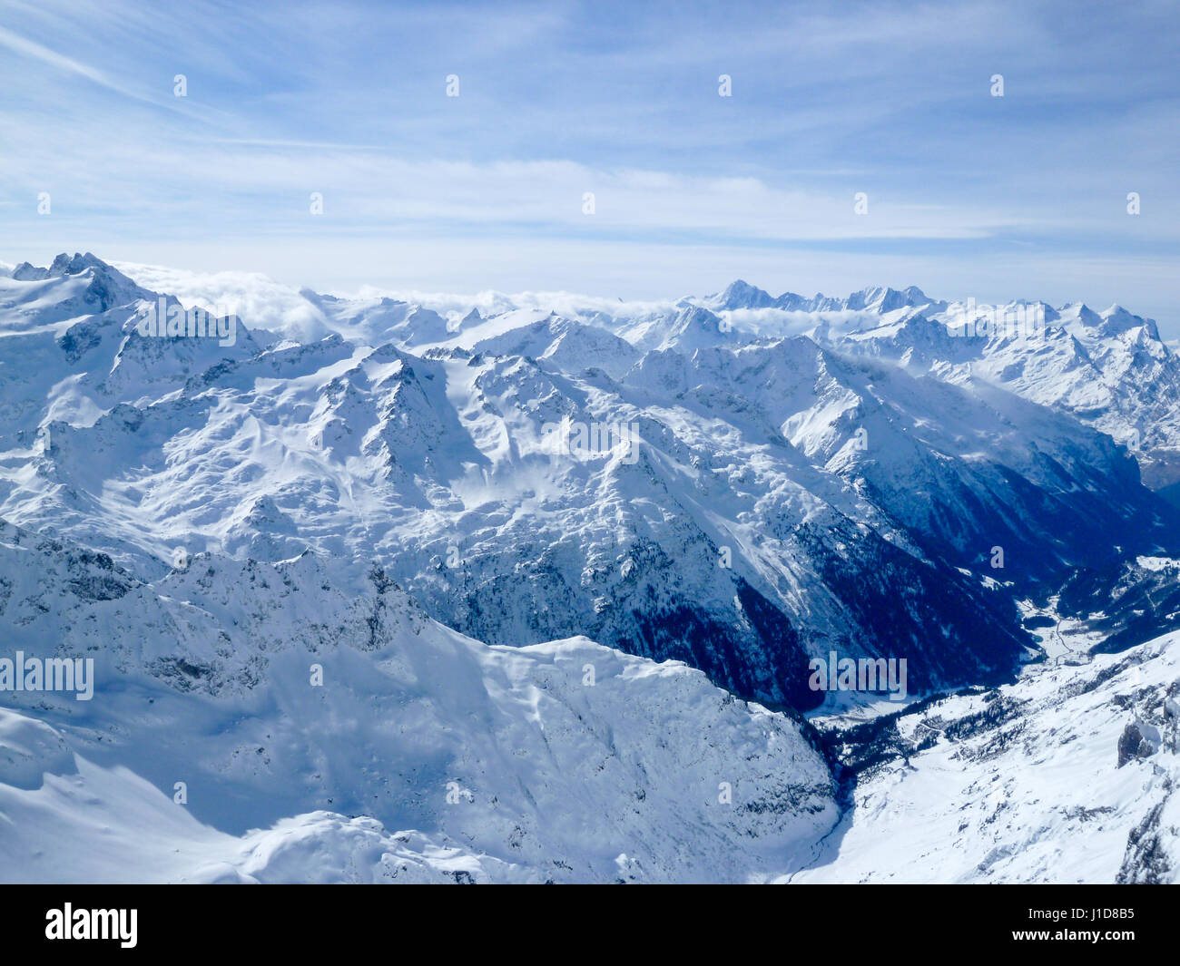 Paysage d'hiver du Mont Titlis à Engelberg sur les alpes suisses Banque D'Images