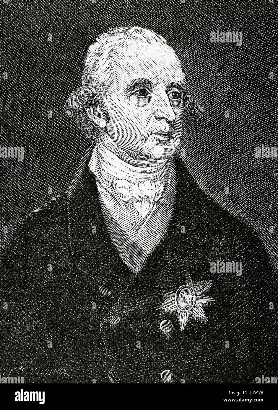 Sir Philip Francis (1740-1818). Homme politique britannique, né en Irlande et pamphlétaire. Il appartenait à la parti whig. Portrait. Gravure de A. Ronmer D'après une peinture de John Hoppner (1758-1810). Historia Universal, 1881. Banque D'Images