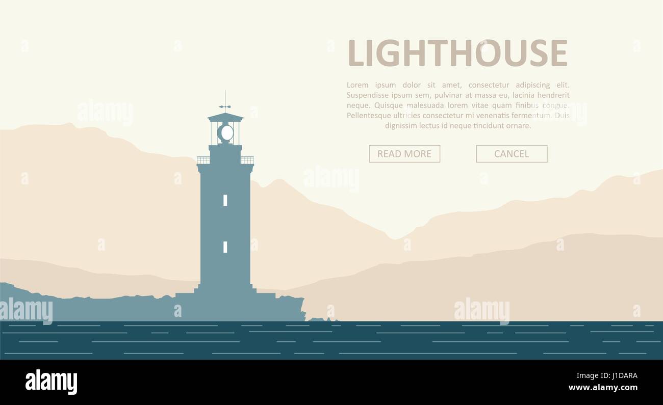 Paysage avec Lighthouse Illustration de Vecteur