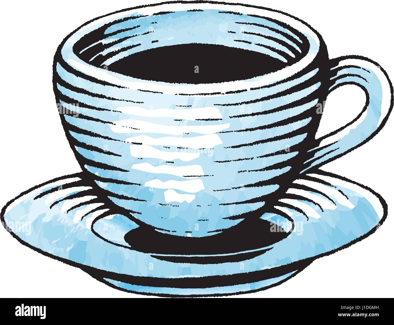 Vector Illustration d'un style de carte à gratter l'encre et Aquarelle Dessin d'une tasse de café Illustration de Vecteur