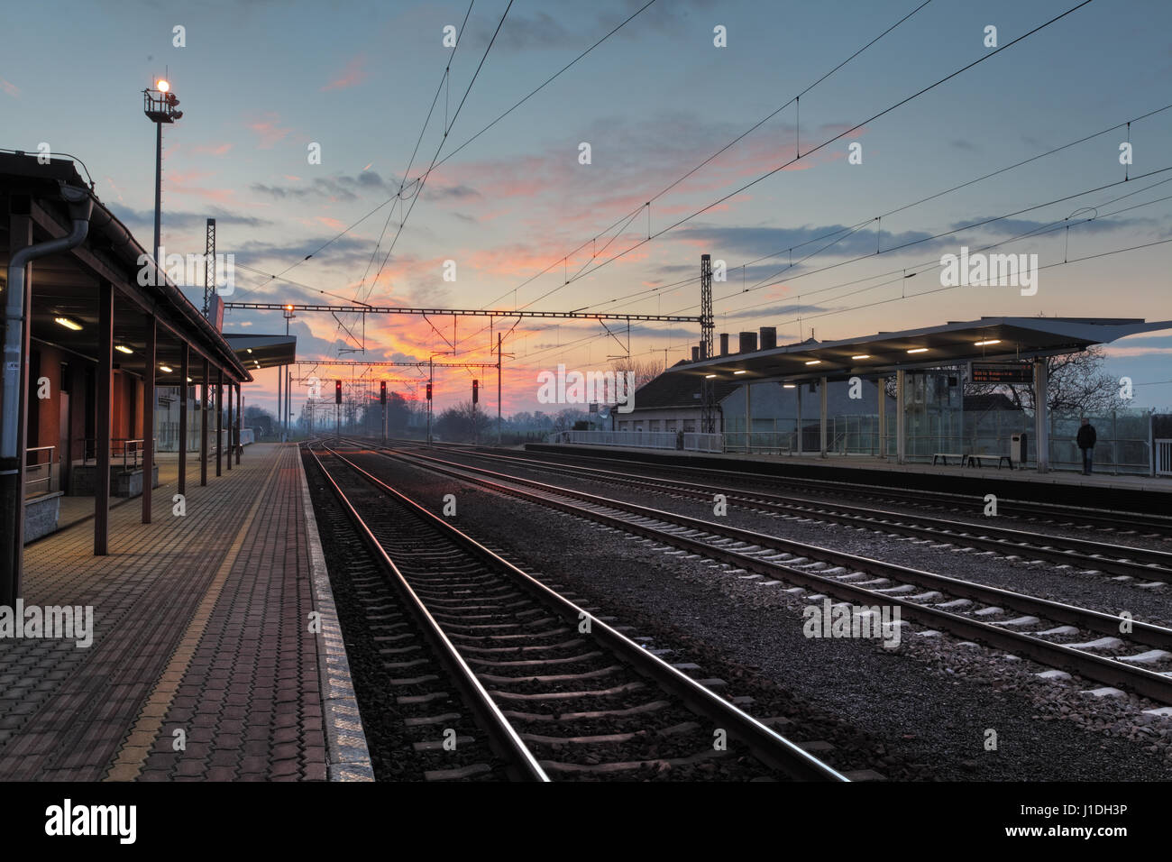 Passager gare de nuit - Slovaquie Banque D'Images