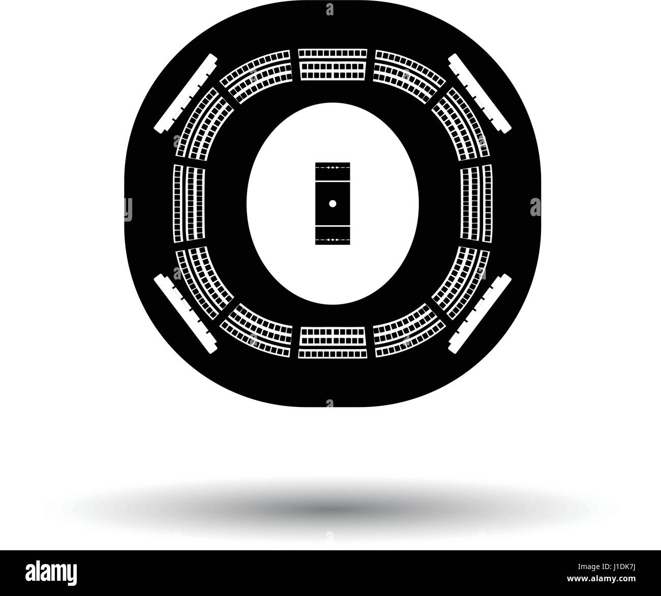 L'icône de stade de cricket. Fond blanc avec design de l'ombre. Vector illustration. Illustration de Vecteur