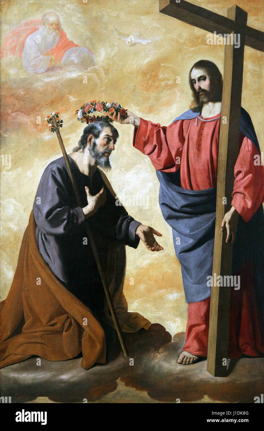 Christ couronnant Saint Joseph / Cristo coronado a San Jose 1636-1640 par Francisco de Zurbarán Sevilla Espagne Banque D'Images Christ couronnant Saint Joseph / Cristo coronado a San Jose 1636-1640 par Francisco de Zurbarán Sevilla Espagne Banque D'Images