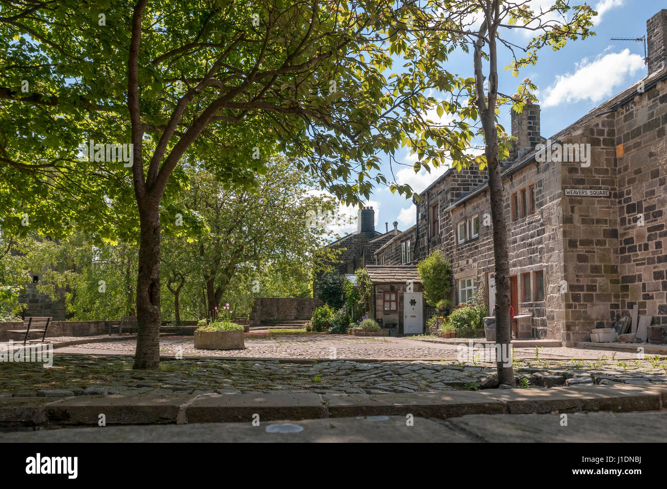 Heptonstall Calderdale village. La place des tisserands. West Yorkshire. Nord-ouest de l'Angleterre. Banque D'Images