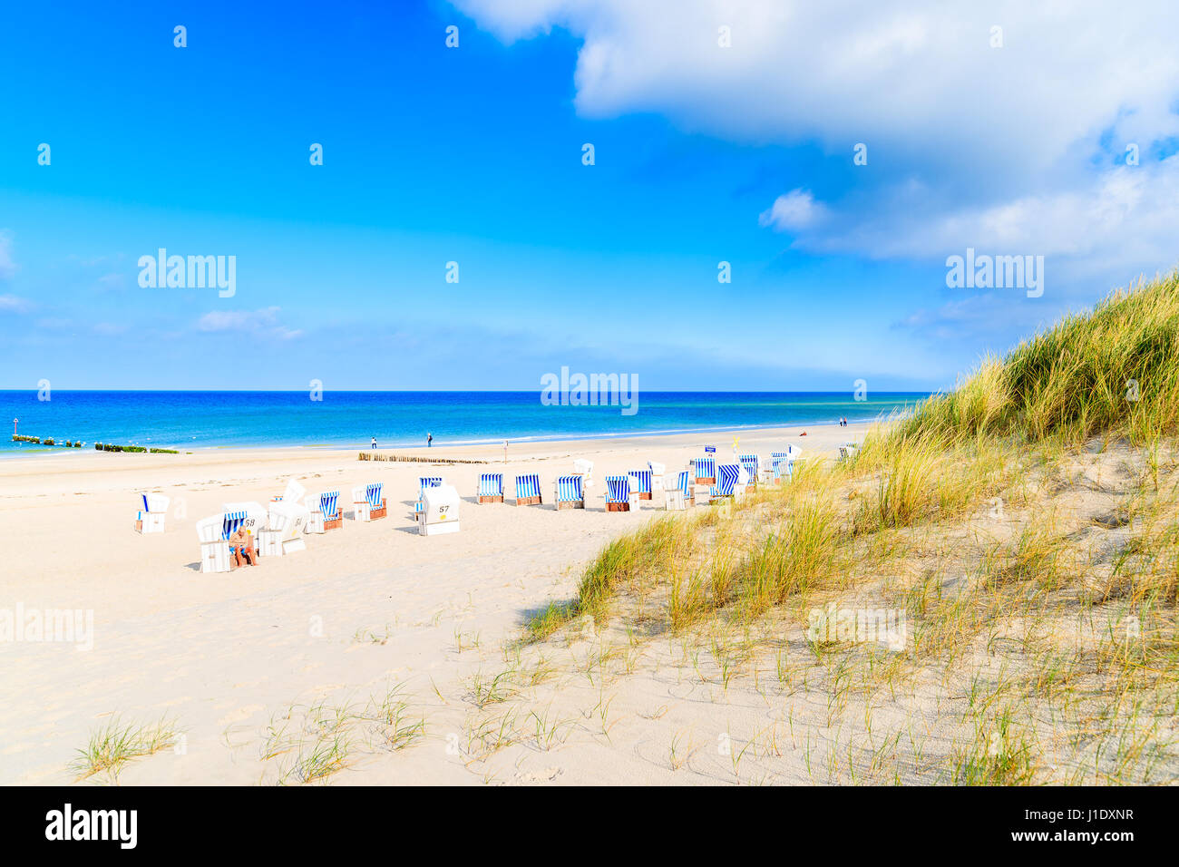 Vue sur la plage et des dunes de sable à Kampen village sur l'île de Sylt, Allemagne Banque D'Images