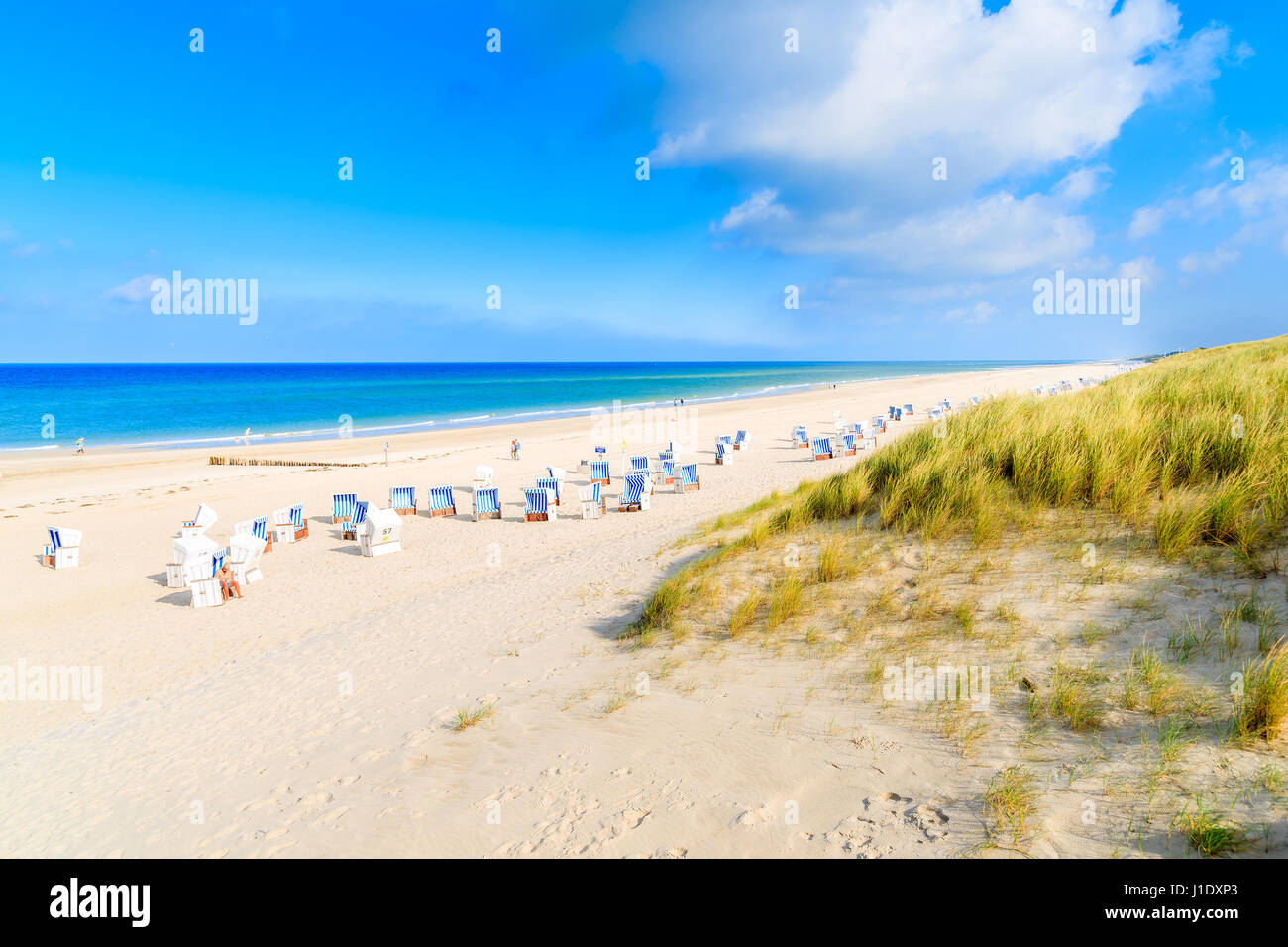 Vue sur la plage et des dunes de sable à Kampen village sur l'île de Sylt, Allemagne Banque D'Images