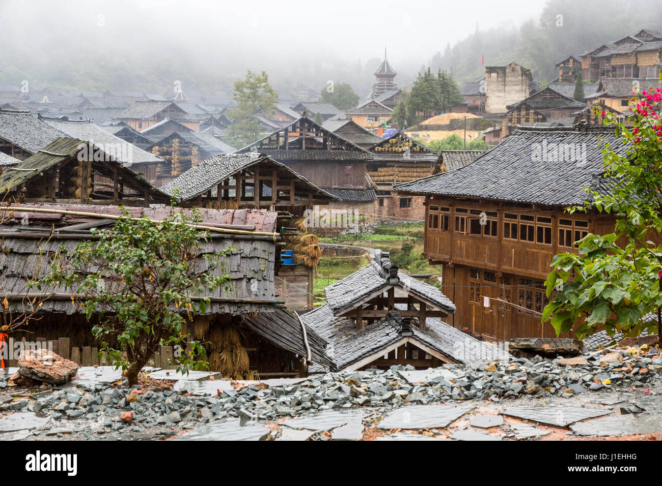 Huanggang, Guizhou, en Chine. Un village ethnique. Banque D'Images