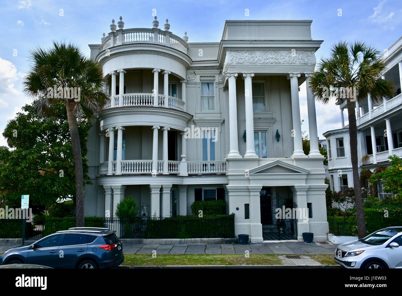 Belle maison de style colonial près de East battery street Charleston, Caroline du Sud Banque D'Images