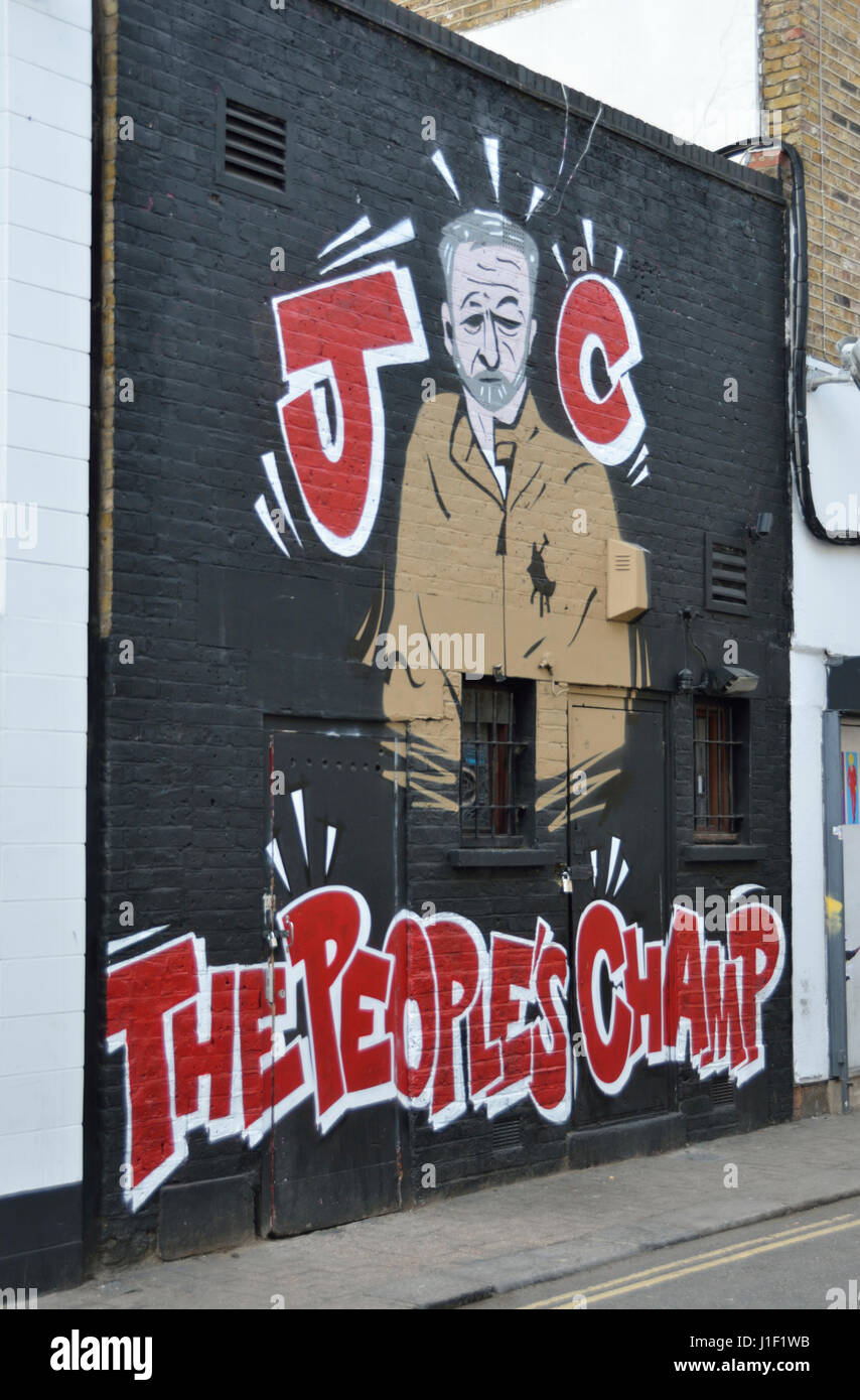 Jeremy Corbyn JC La Champ peinture murale sur un mur. Banque D'Images