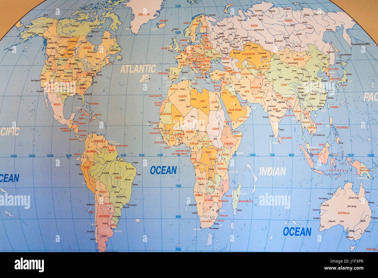 Carte du monde photo murale Banque D'Images