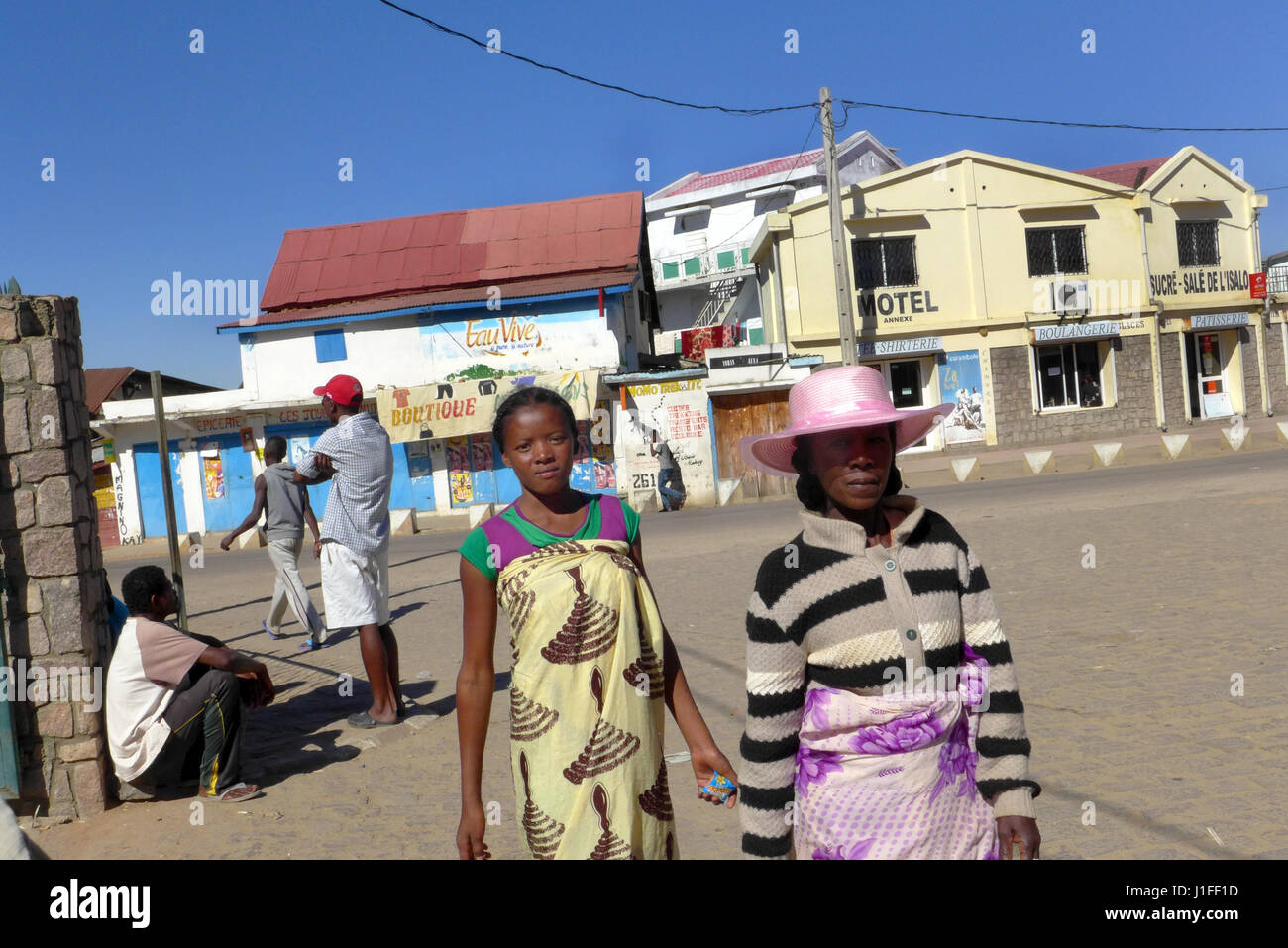Une scène de rue à Ranohira Madagascar l'entrée de Parc National d'Isalo Banque D'Images