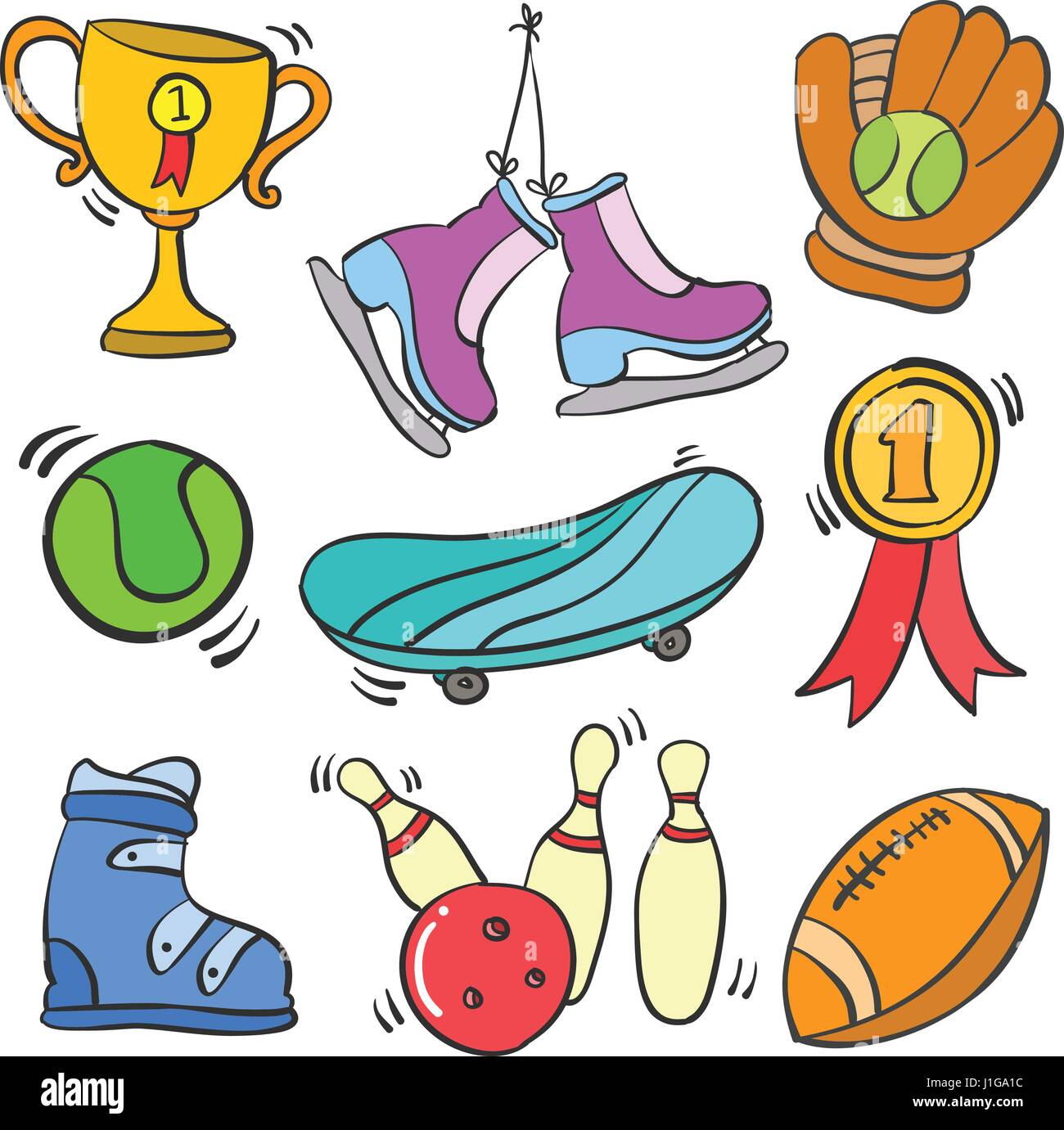 Collection d'objets divers sport vector art Image Vectorielle Stock - Alamy