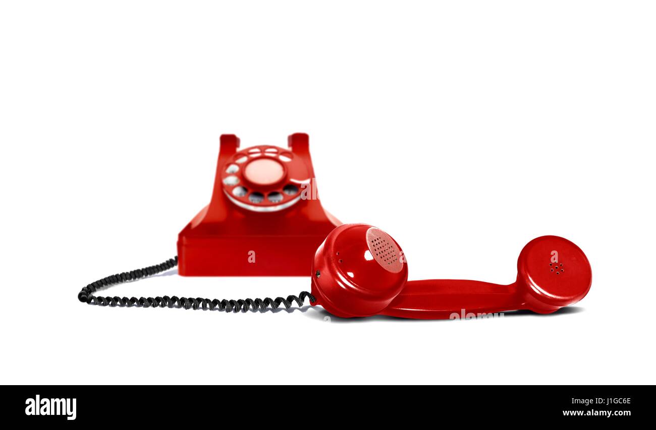 Téléphone Vintage rouge et récepteur Banque D'Images