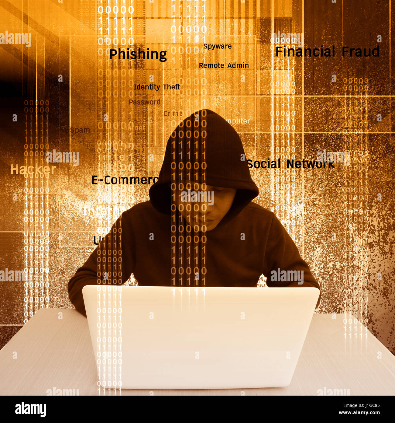 Cyber-attaque ou pirate informatique contexte concept Banque D'Images