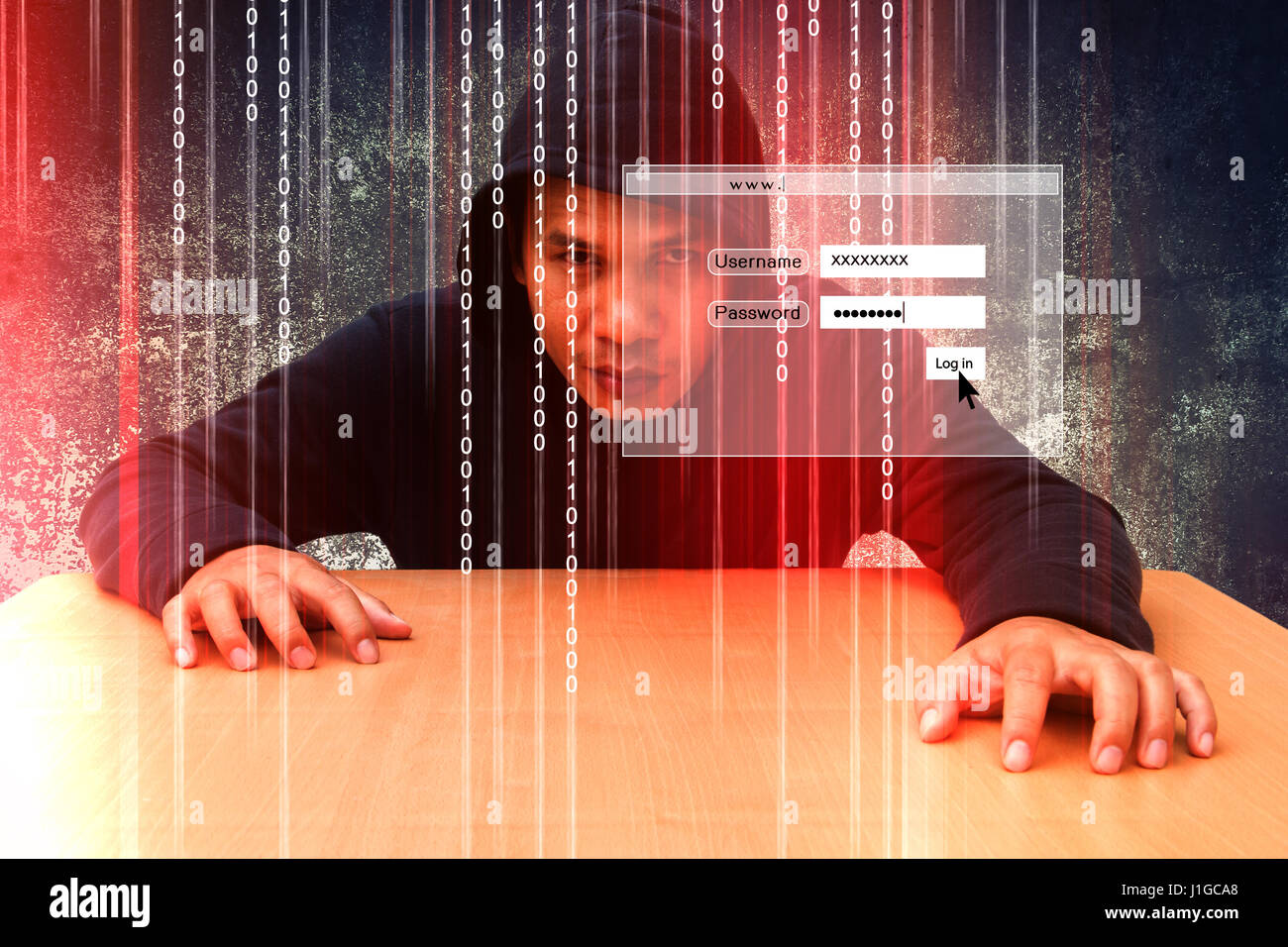 Cyber-attaque ou pirate informatique contexte concept Banque D'Images