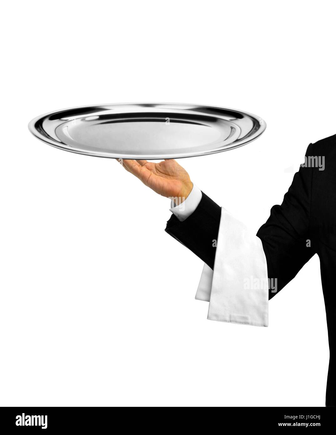 Vide Waiter Serving Platter Banque D'Images