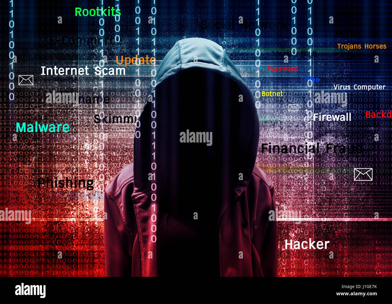 Cyber-attaque ou pirate informatique contexte concept Banque D'Images