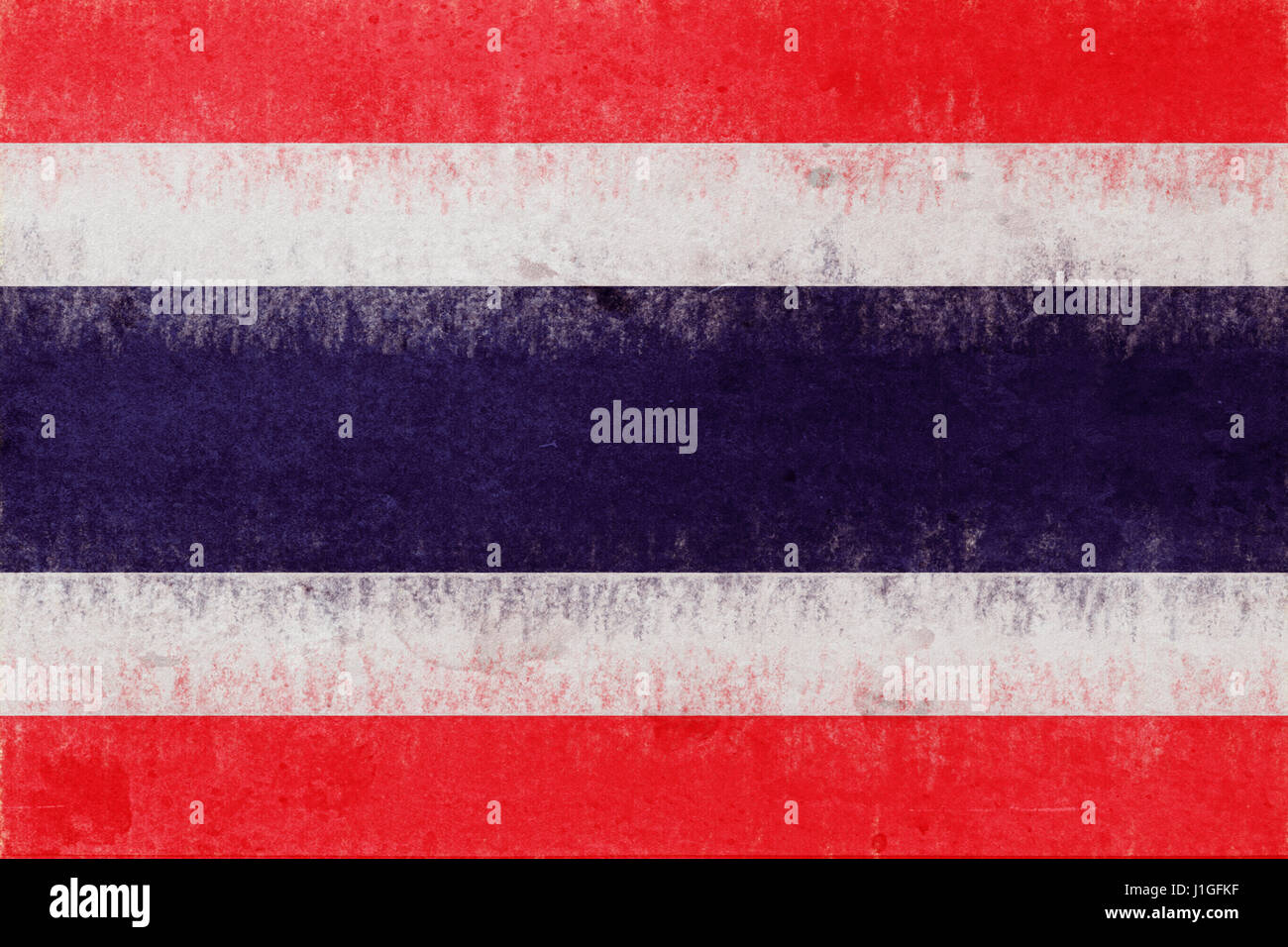Illustration du drapeau de la Thaïlande avec un look grunge. Banque D'Images