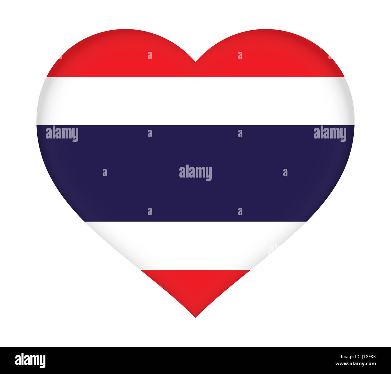 Illustration du drapeau de la Thaïlande en forme de coeur. Banque D'Images