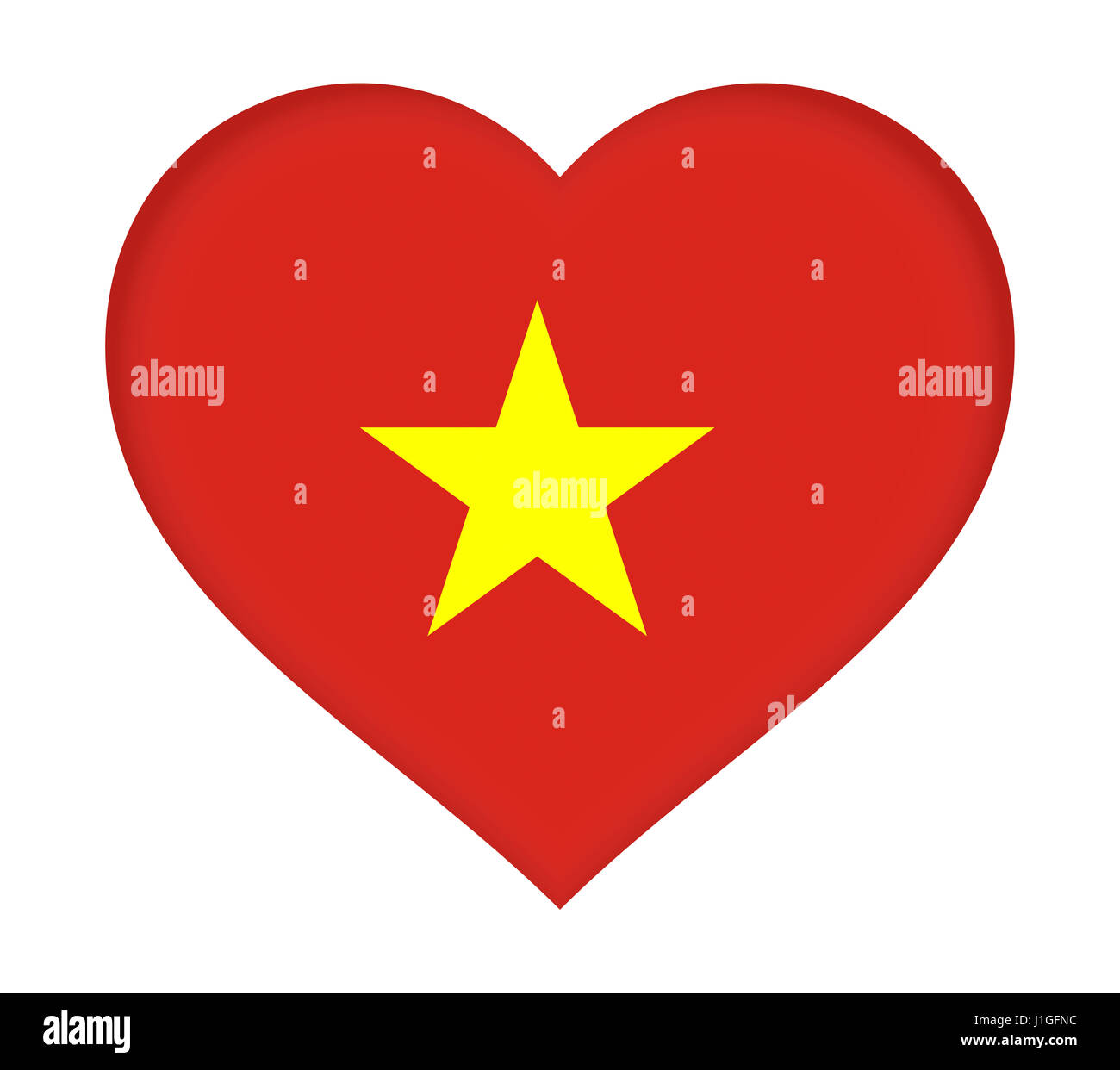 Illustration du pavillon du Vietnam en forme de coeur. Banque D'Images