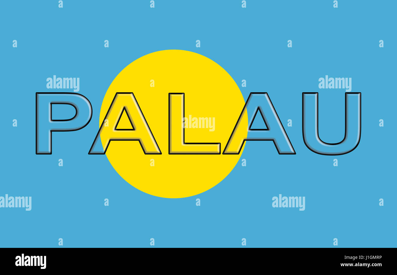 Illustration du drapeau national de Palau avec le pays n'est pas écrit sur le drapeau Banque D'Images