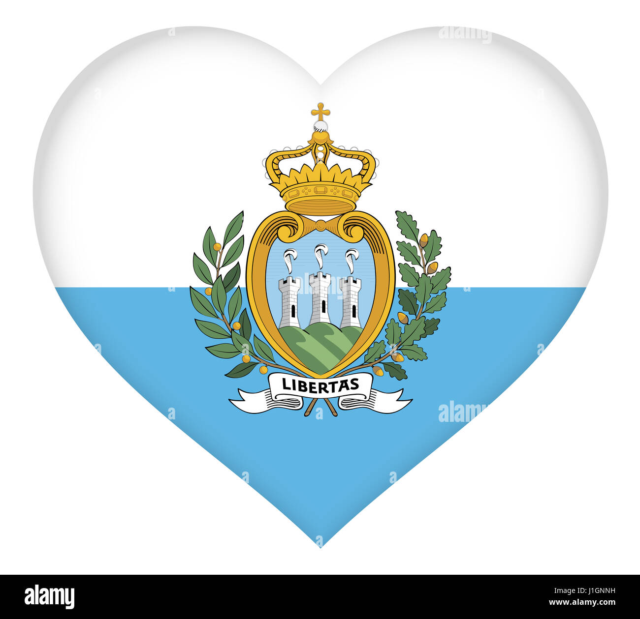 Illustration du drapeau national de Saint-Marin en forme de coeur. Banque D'Images