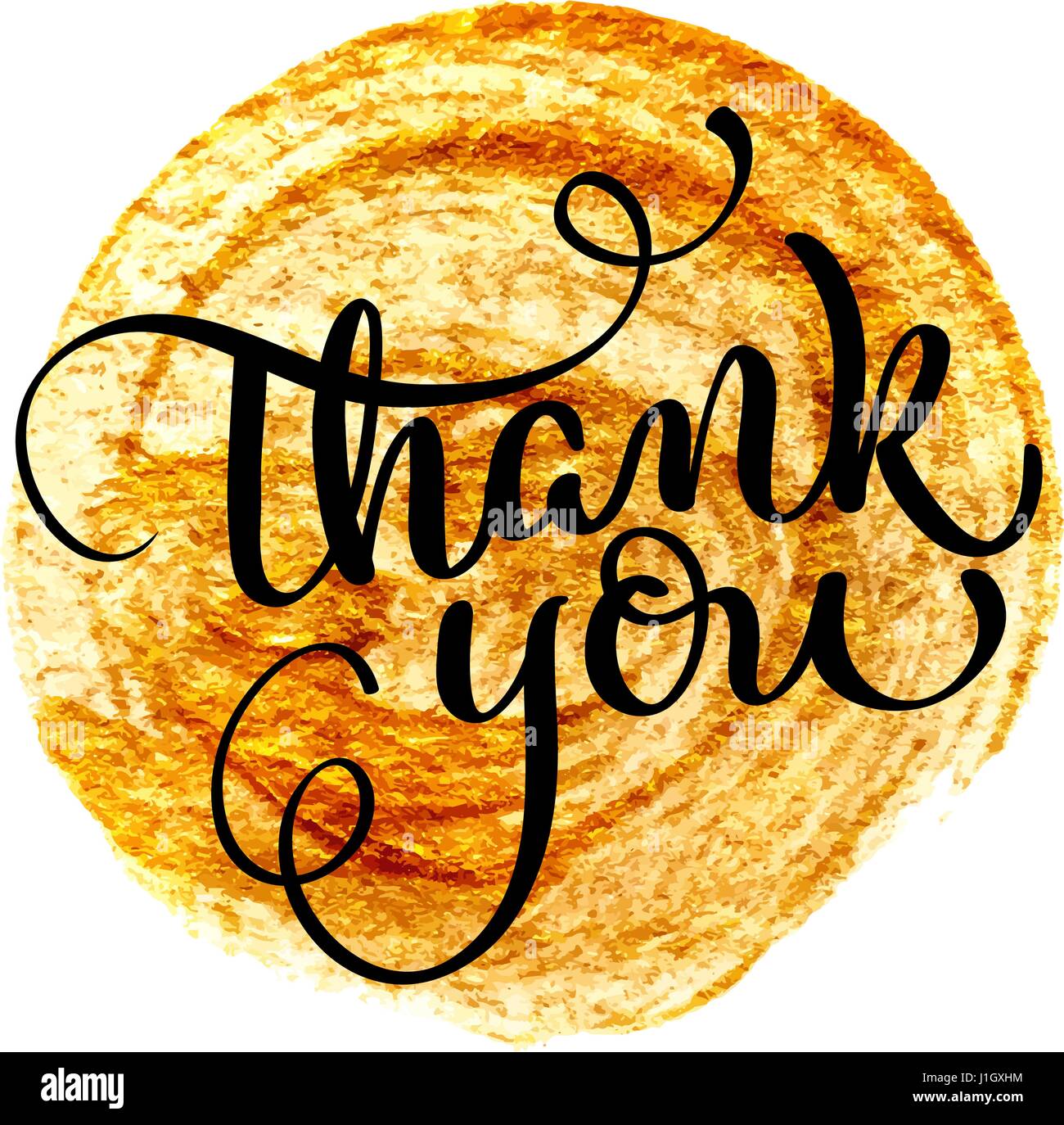 Merci Vector Vintage Texte Sur Fond D Or Ronde Lettrage Calligraphie Illustration Eps10 Image Vectorielle Stock Alamy