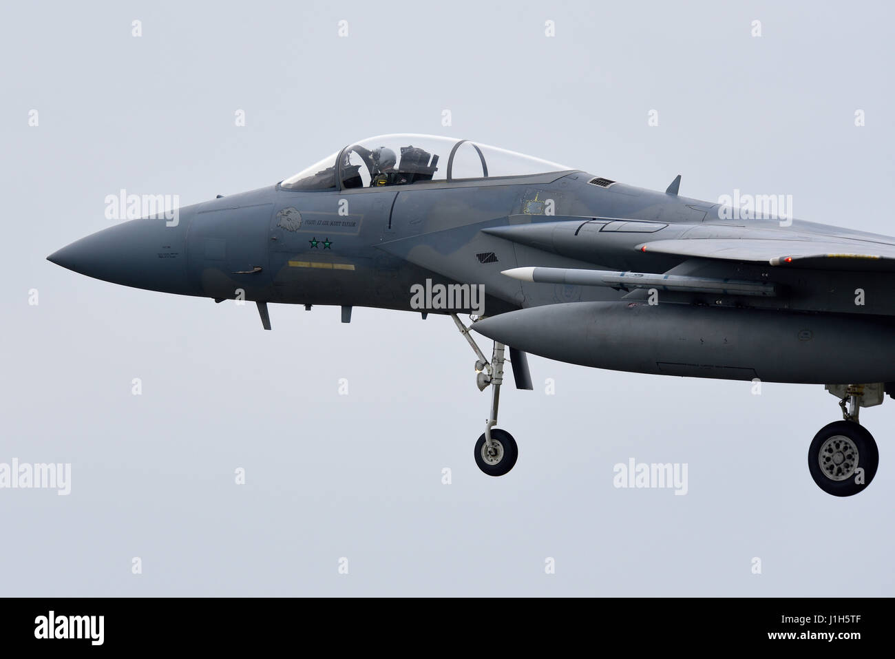 Boeing F-15C Eagle de la Force aérienne des États-Unis avec les marquages d'abattage du 493rd Fighter Squadron « Grim Reapers » à la RAF Lakenheath, Suffolk, Royaume-Uni Banque D'Images