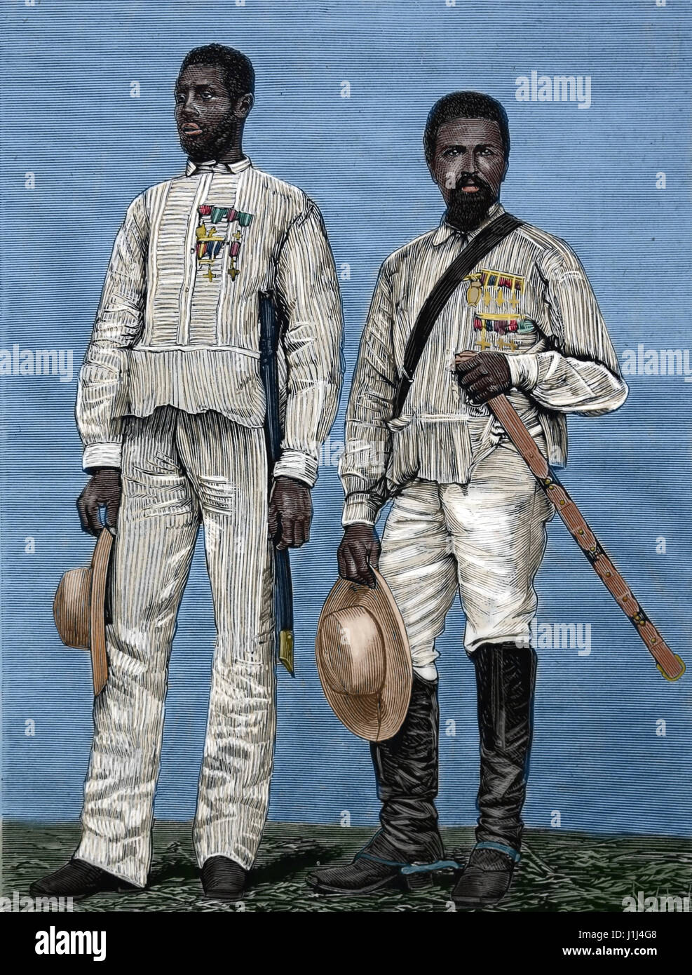 Isla de Cuba. Coleto y Leon, guérilleros leales. la ilustracion Cardedeu Banque D'Images